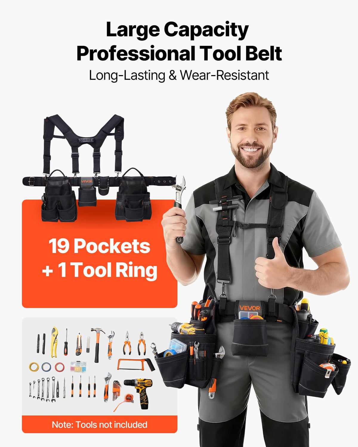19 Pockets Adjustable Tool Belt with Suspenders F19315