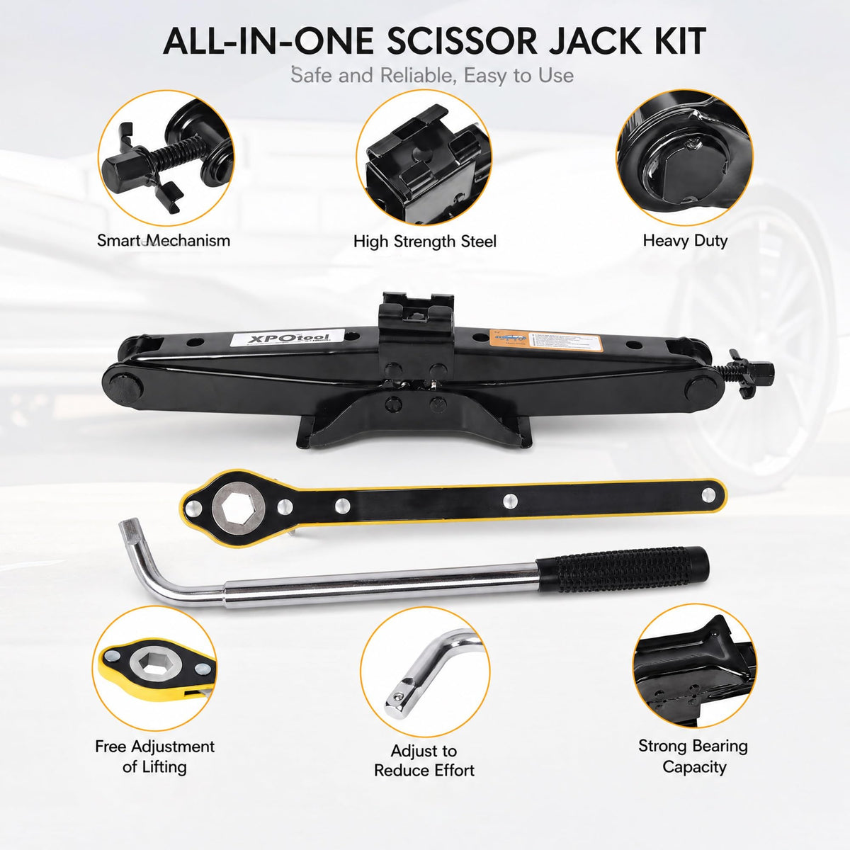 3 Ton Scissor Car Jack Kit with Wrench U7787