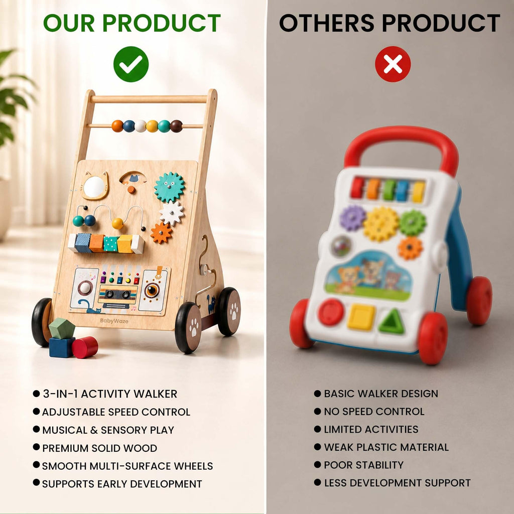 Wooden Baby Walker with Wheels W9232