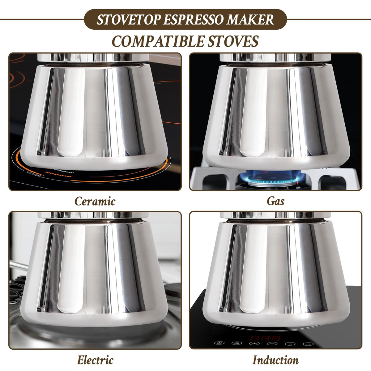 6 Cup Stainless Steel Stovetop Espresso Maker T253565