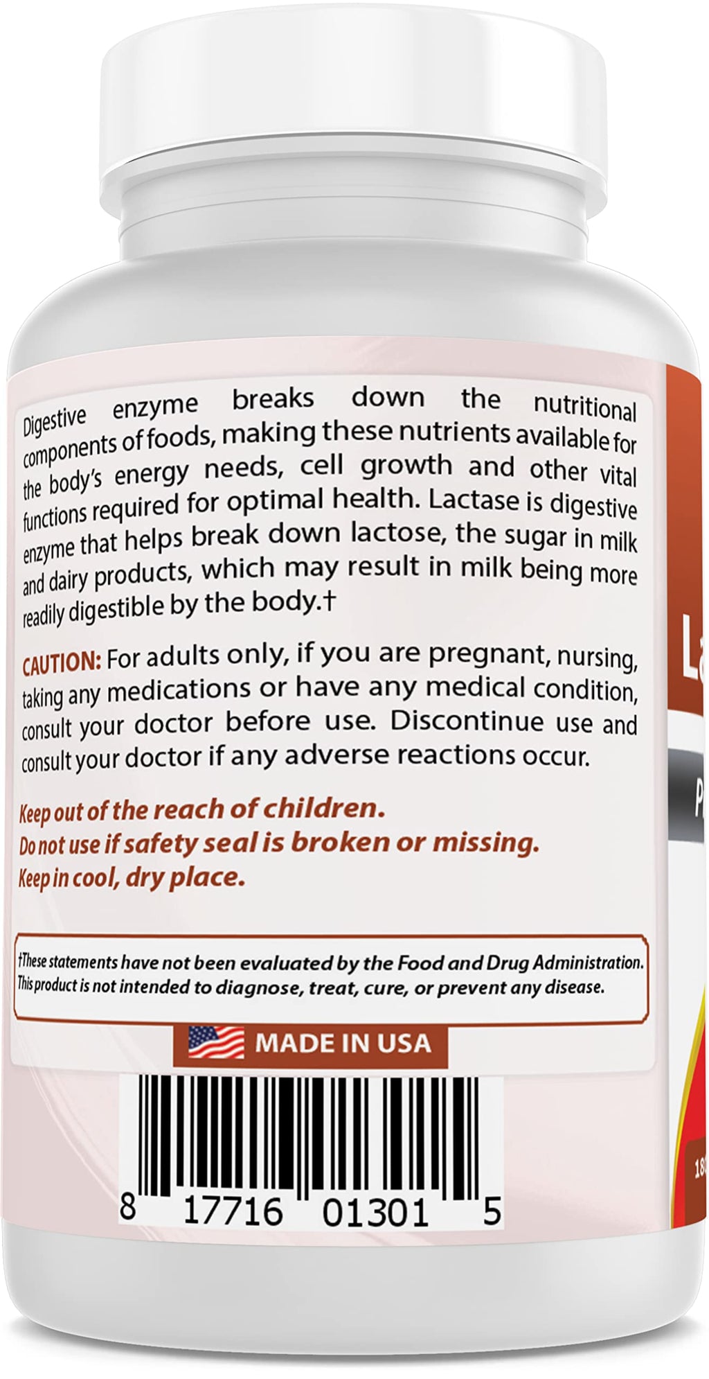 Lactose Intolerance Relief Tablets with Lactase Enzyme, 180 Count A31665