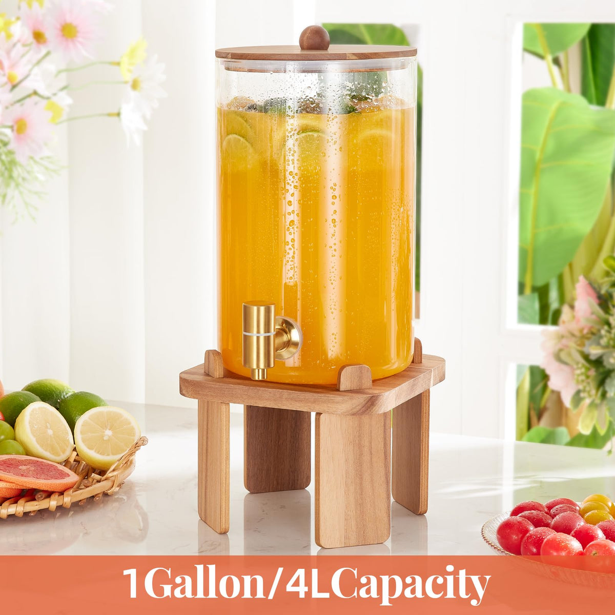 Glass Drink Dispenser with Stand U998