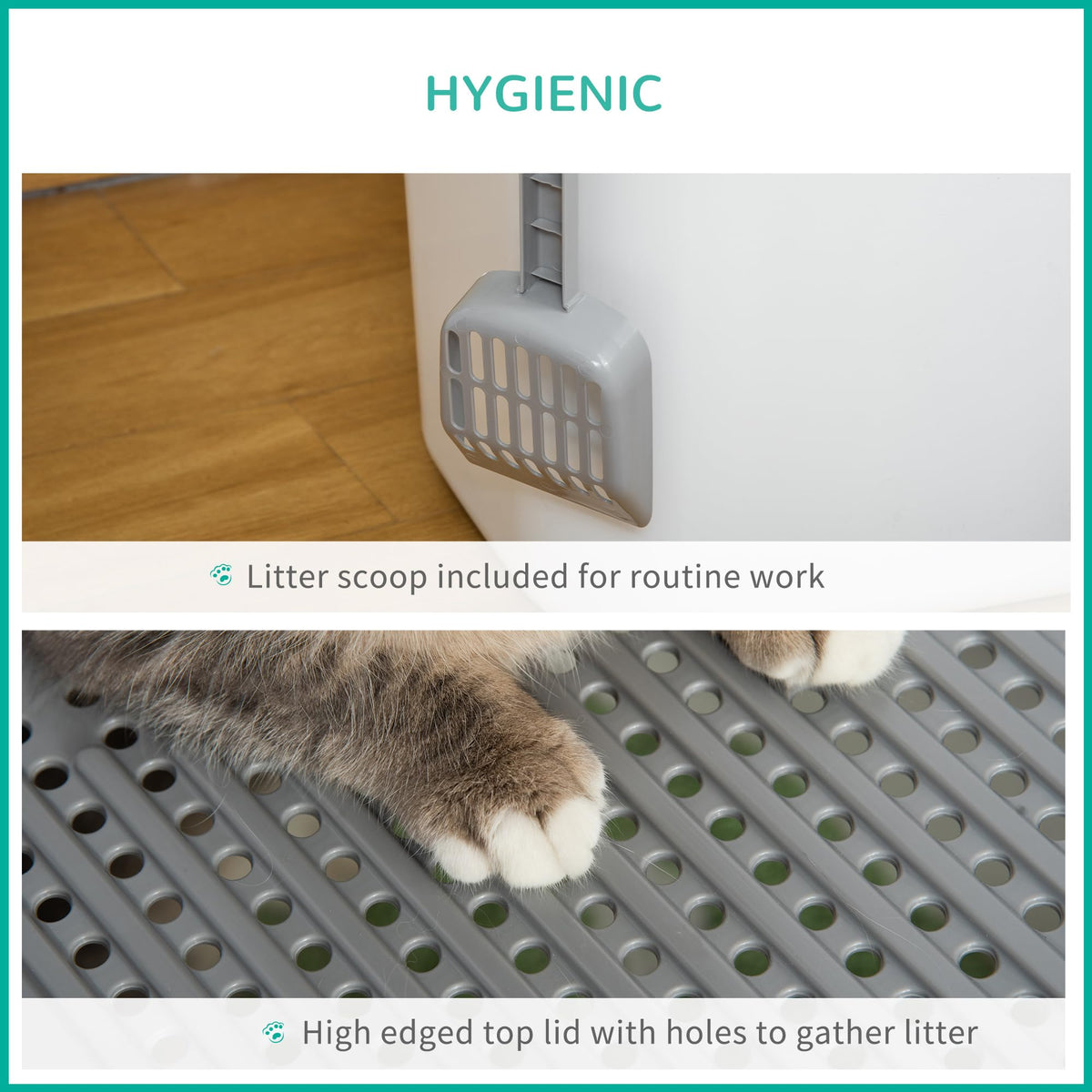 Covered Cat Litter Box with Scoop, White U45579