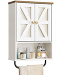 White and Walnut Bathroom Wall Cabinet with Towel Bar Z588570