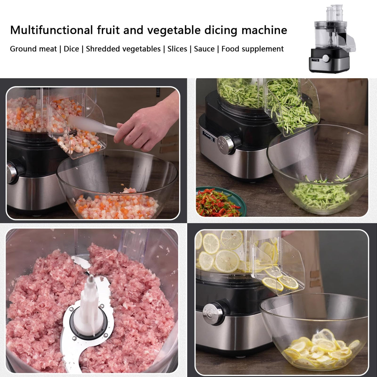 4 in 1 Electric Vegetable Dicer with Dicing Molds D865048
