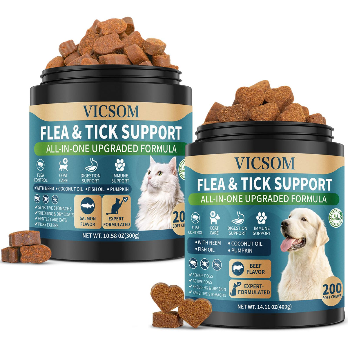 Chewable Flea and Tick Prevention for Dogs & Cats, 400 Treats G964