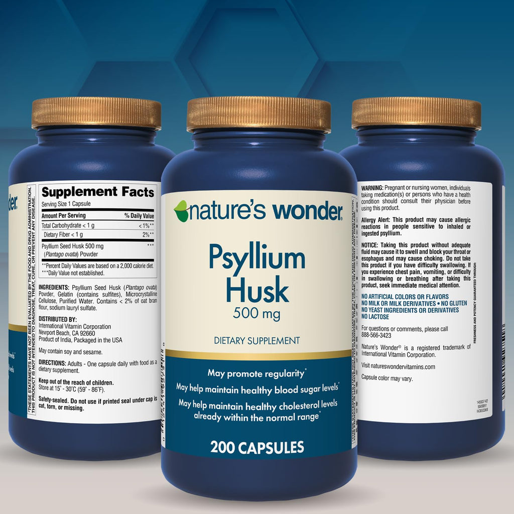 Psyllium Husk 500 mg Capsules 200 Count L260