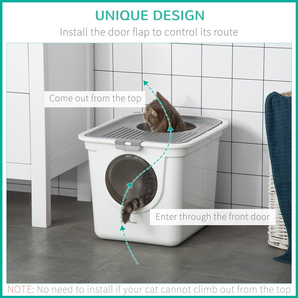 Covered Cat Litter Box with Scoop, White U45579