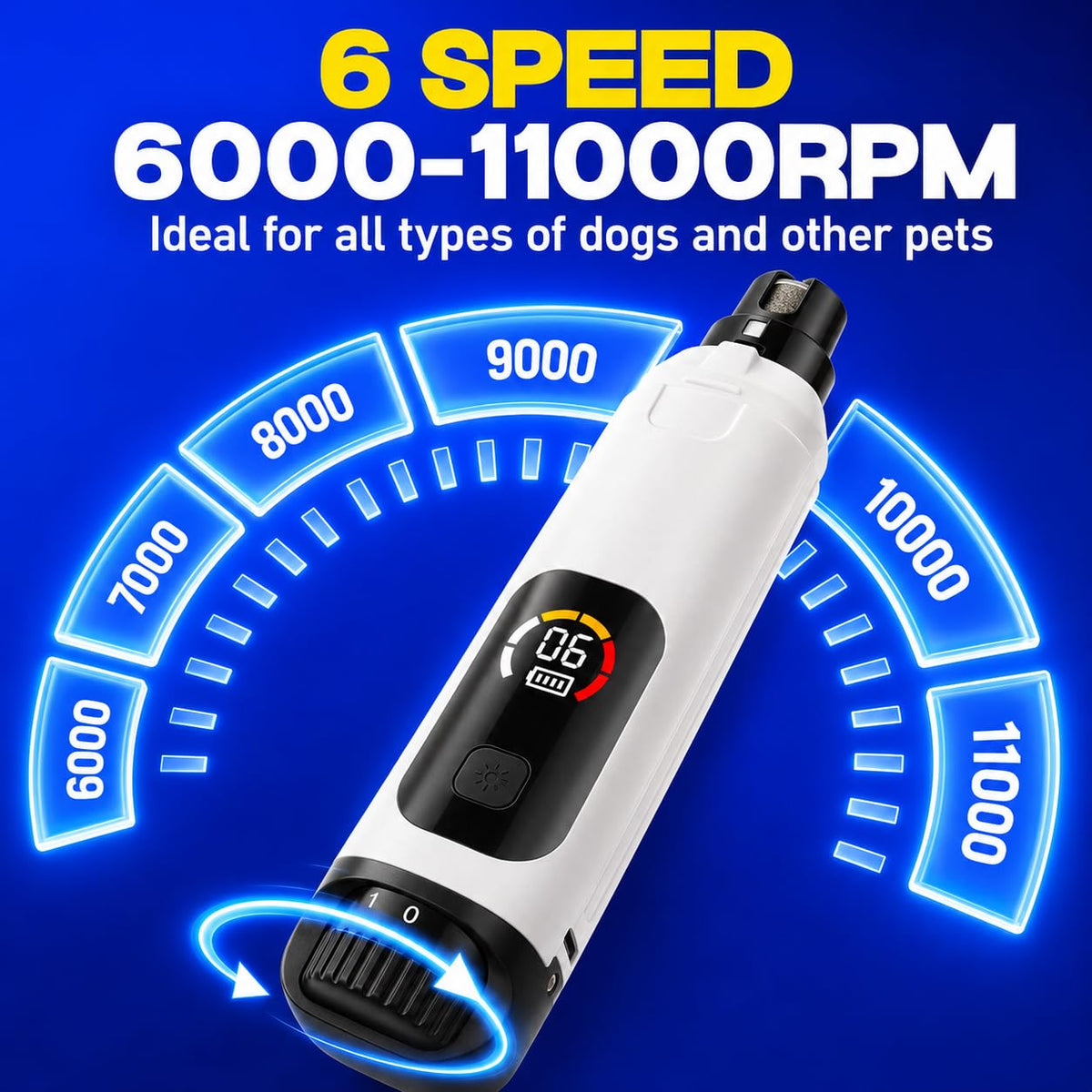 6-Speed Electric Pet Nail Grinder with LED Lights C768