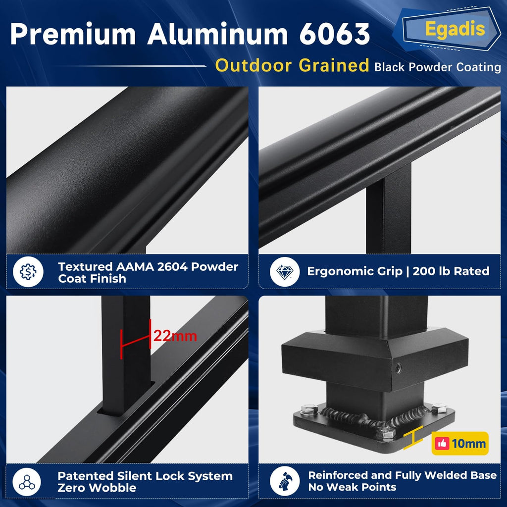 3 Pack Aluminum Porch and Deck Railing Kit with 4 Post A579