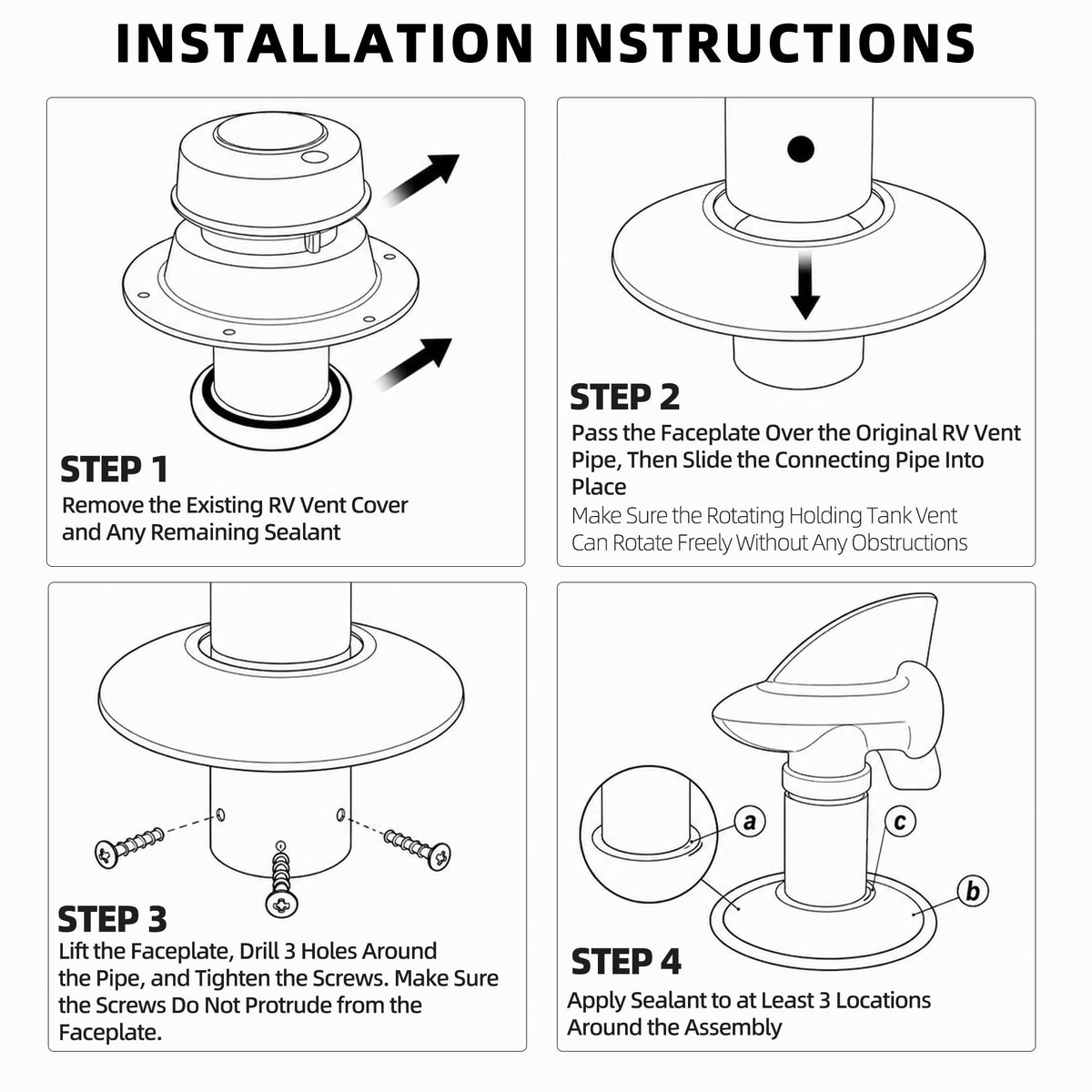 White RV Rotating Sewer Plumbing Vent Cover X86821
