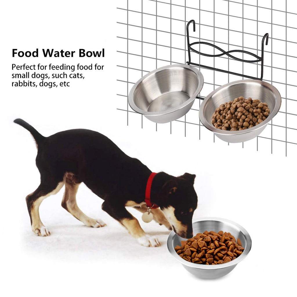 Stainless Steel Hanging Pet Bowls, 2 Bowls 1 Hook M471