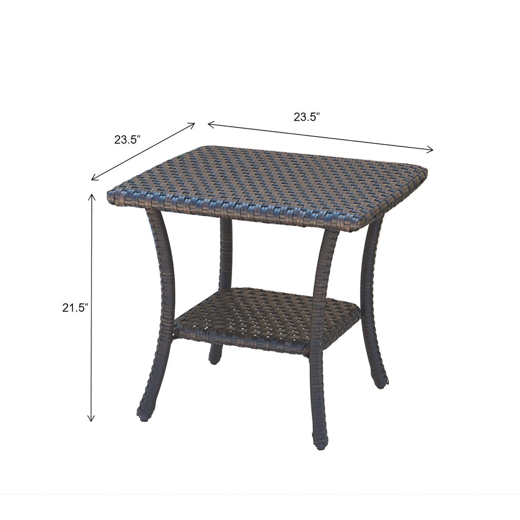 Brown Wicker Rattan 2-Tier Outdoor Coffee Table W7329