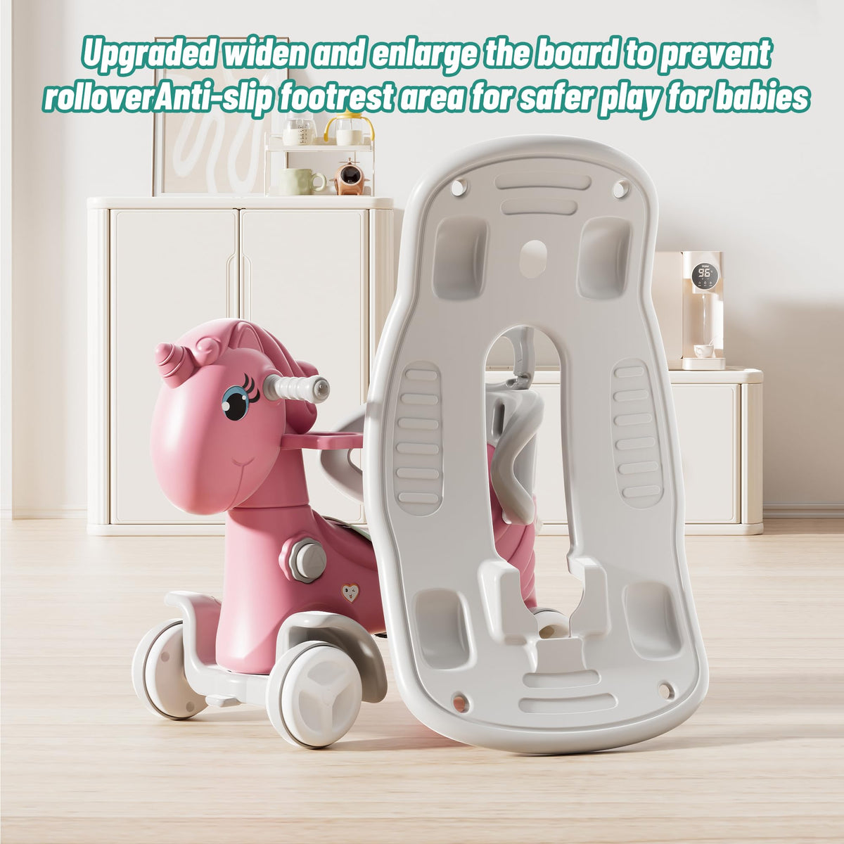 4 in 1 Rocking Horse with Push Handle and Balance Board Y42696