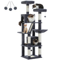 70 Inches Tall Dark Gray Cat Tree with 2 Condos C676