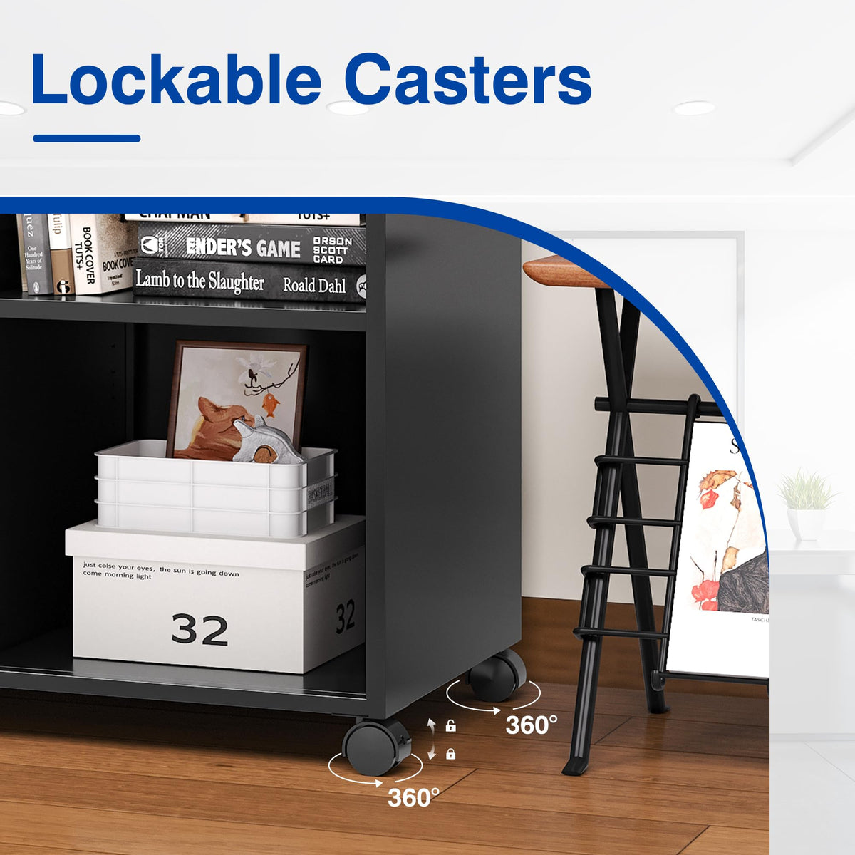 Black 2-Drawer Mobile File Cabinet with Lock M88537