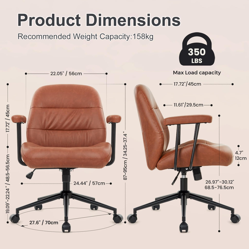 Leather Home Office Chair with Removable Armrests N83163