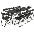8FT Foldable Table Set with 10 Pack Plastic Folding Chairs L7640