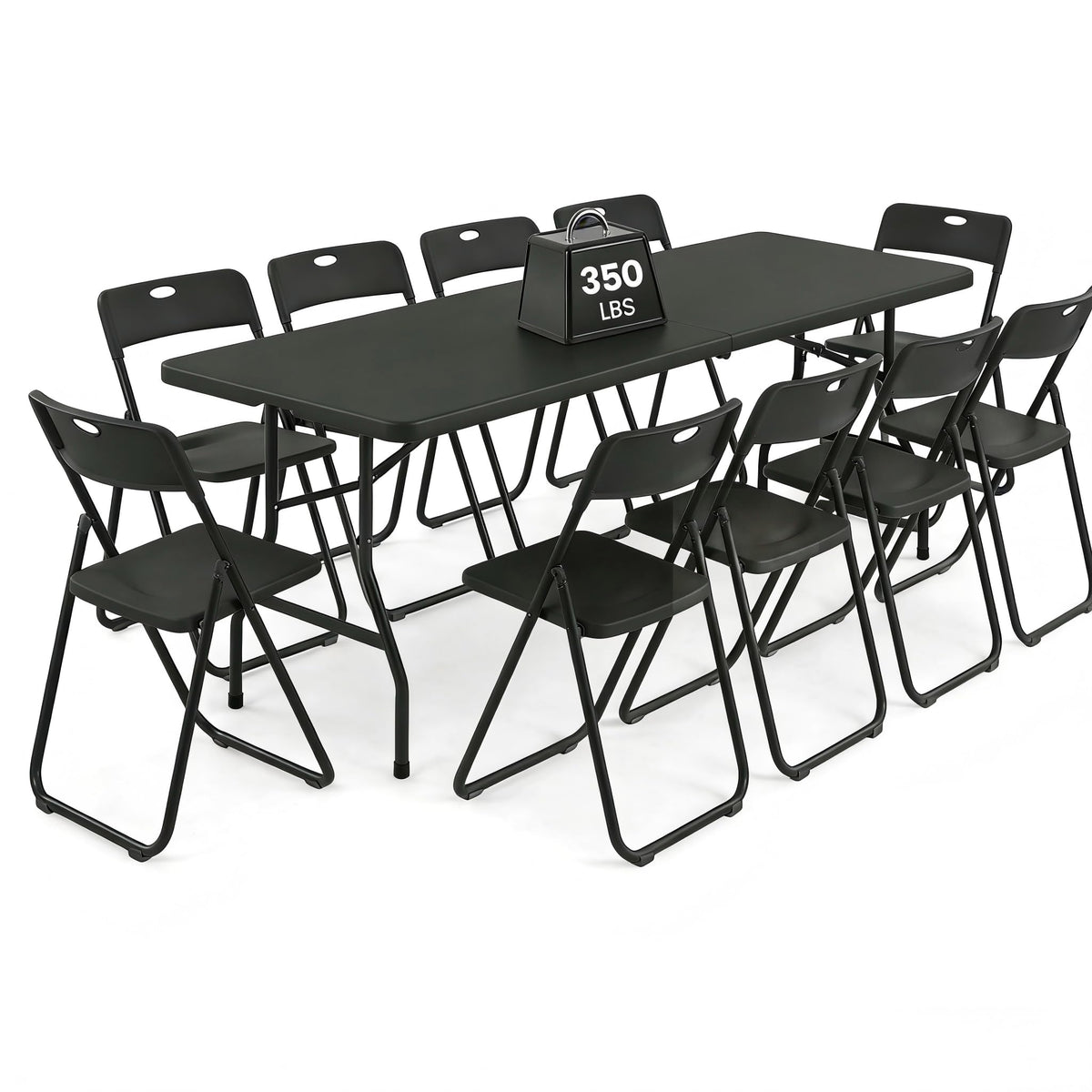 8FT Foldable Table Set with 10 Pack Plastic Folding Chairs L7640