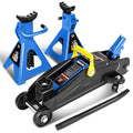 Low Profile Hydraulic Trolley Floor Jack with 2 Ratchet Jack Stands, 2 Ton Capacity, Blue R8615
