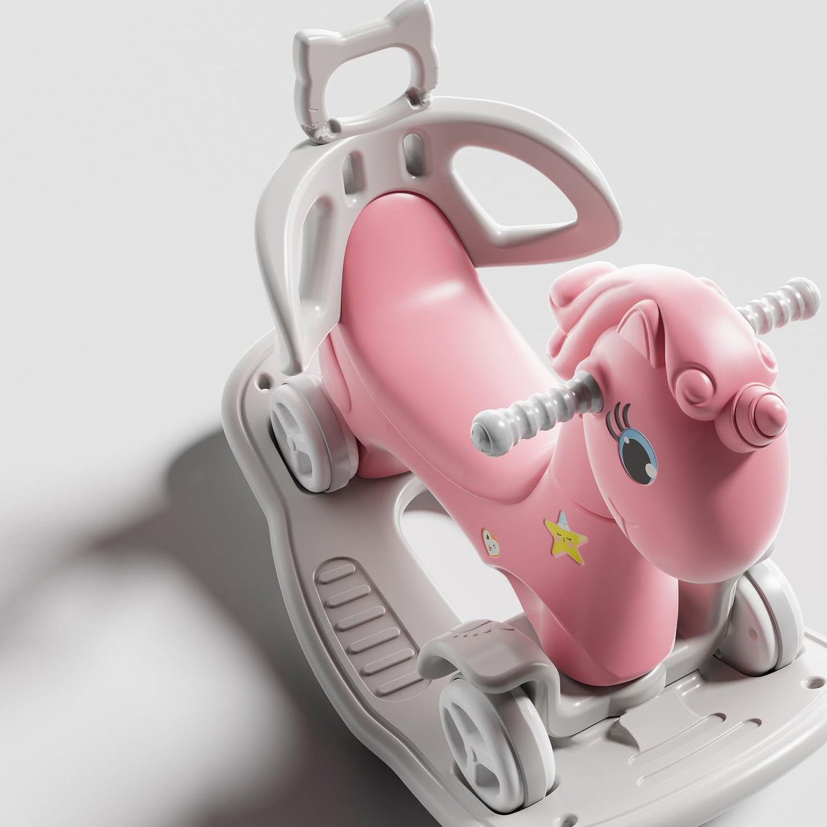 4 in 1 Rocking Horse with Push Handle and Balance Board Y42696