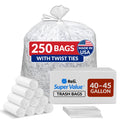 Clear Trash Bags with Twist Ties 250 Count Heavy Duty L7618