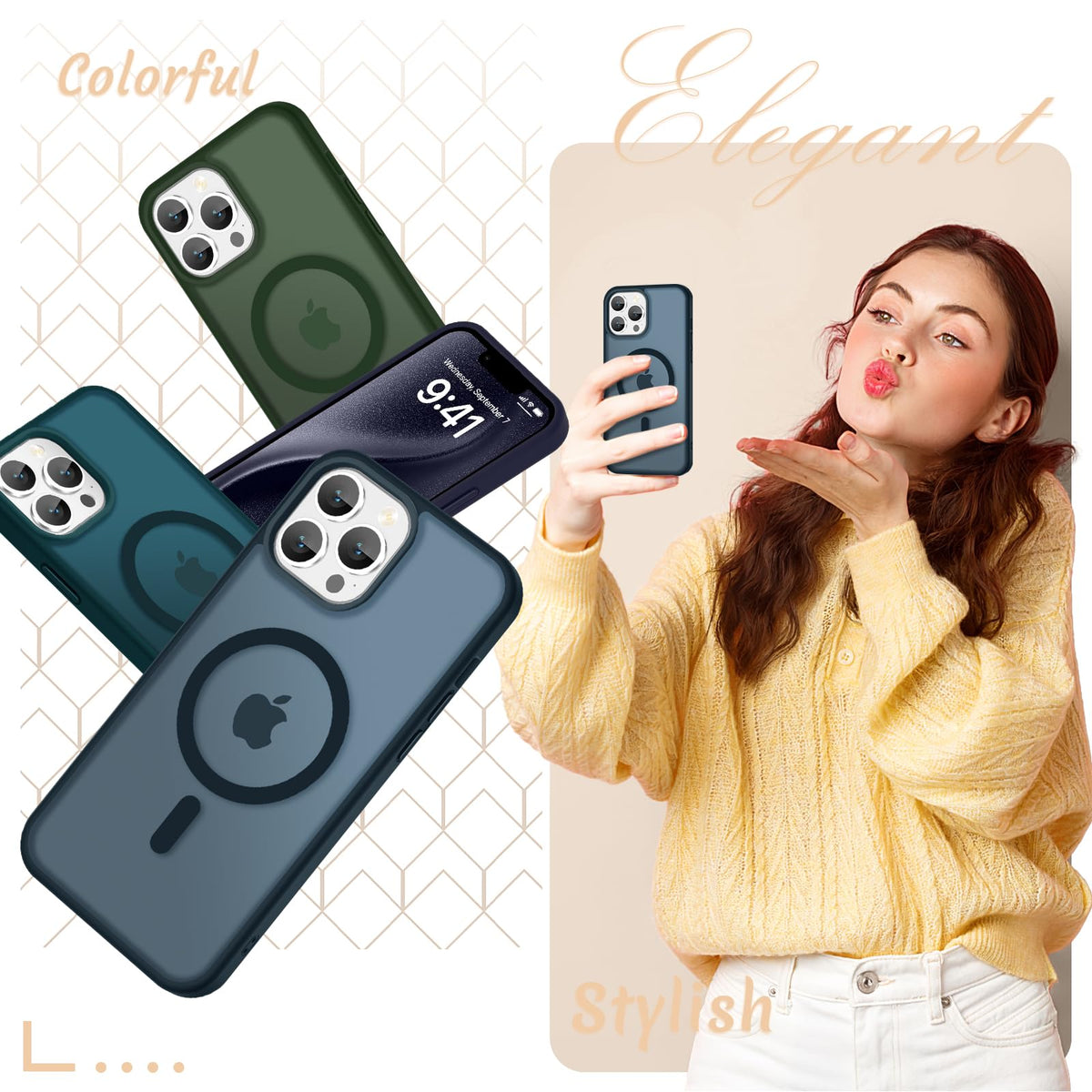 Matte Magnetic Navy Blue Phone Case L12916