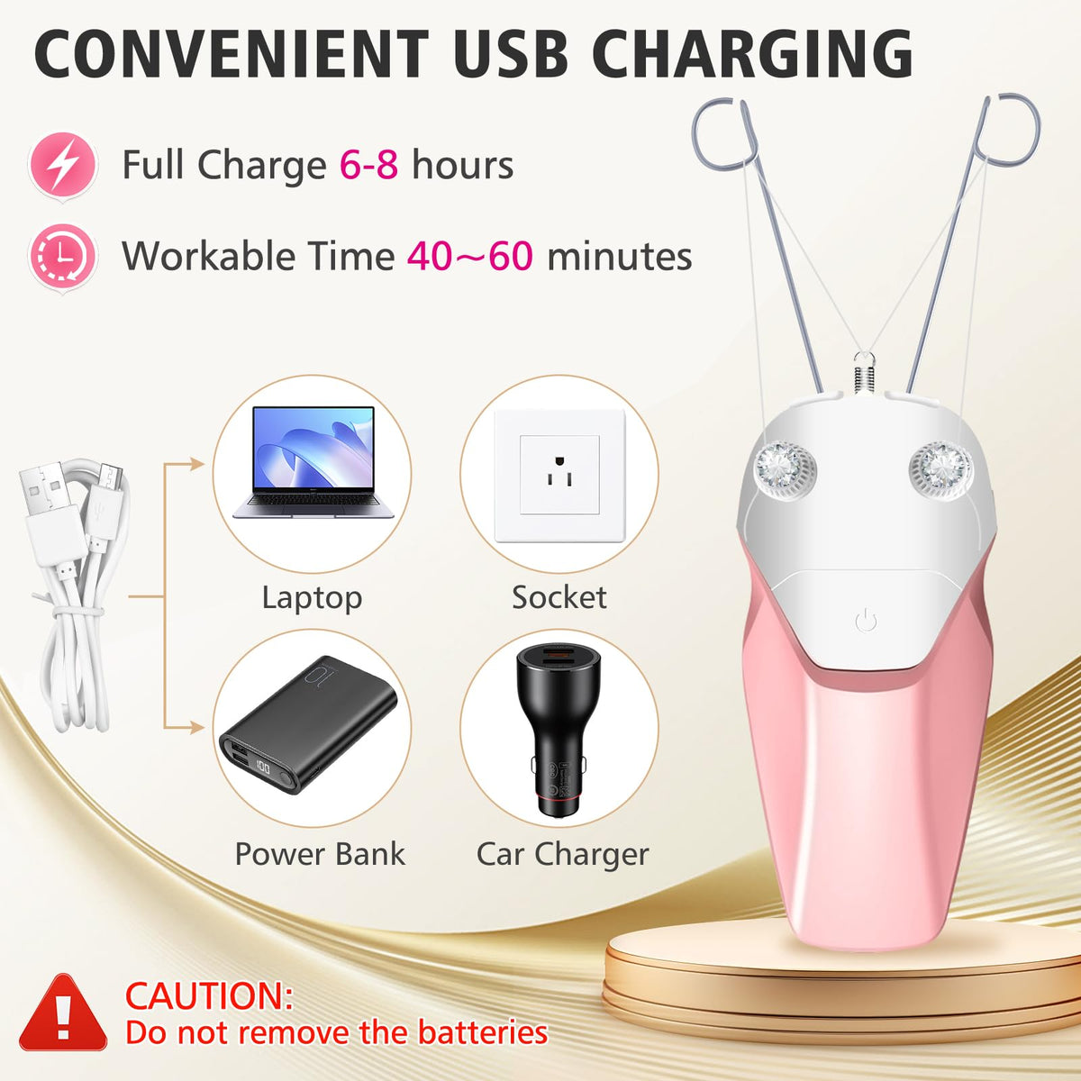 USB Rechargeable Electric Threading Epilator G42288
