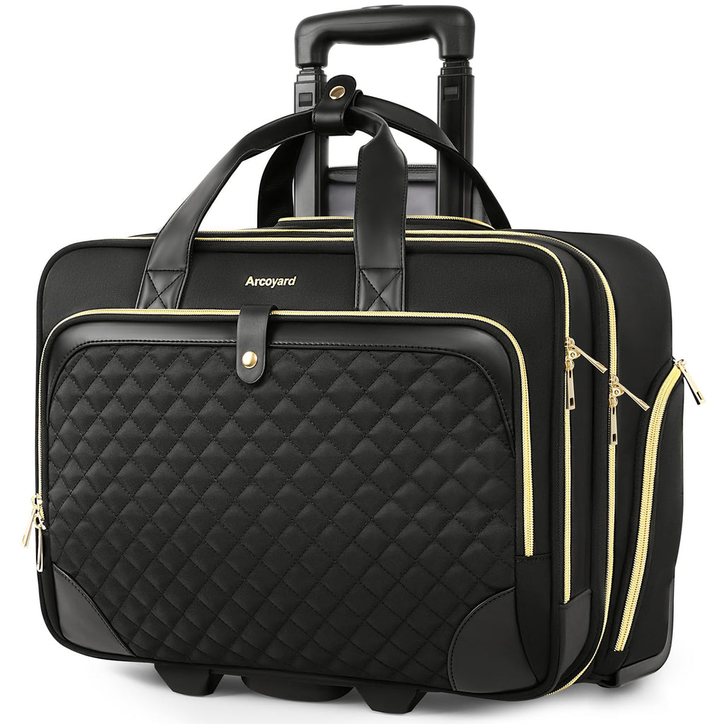 Rolling Laptop Bag with Wheels, 17 Inch Waterproof Black B474496