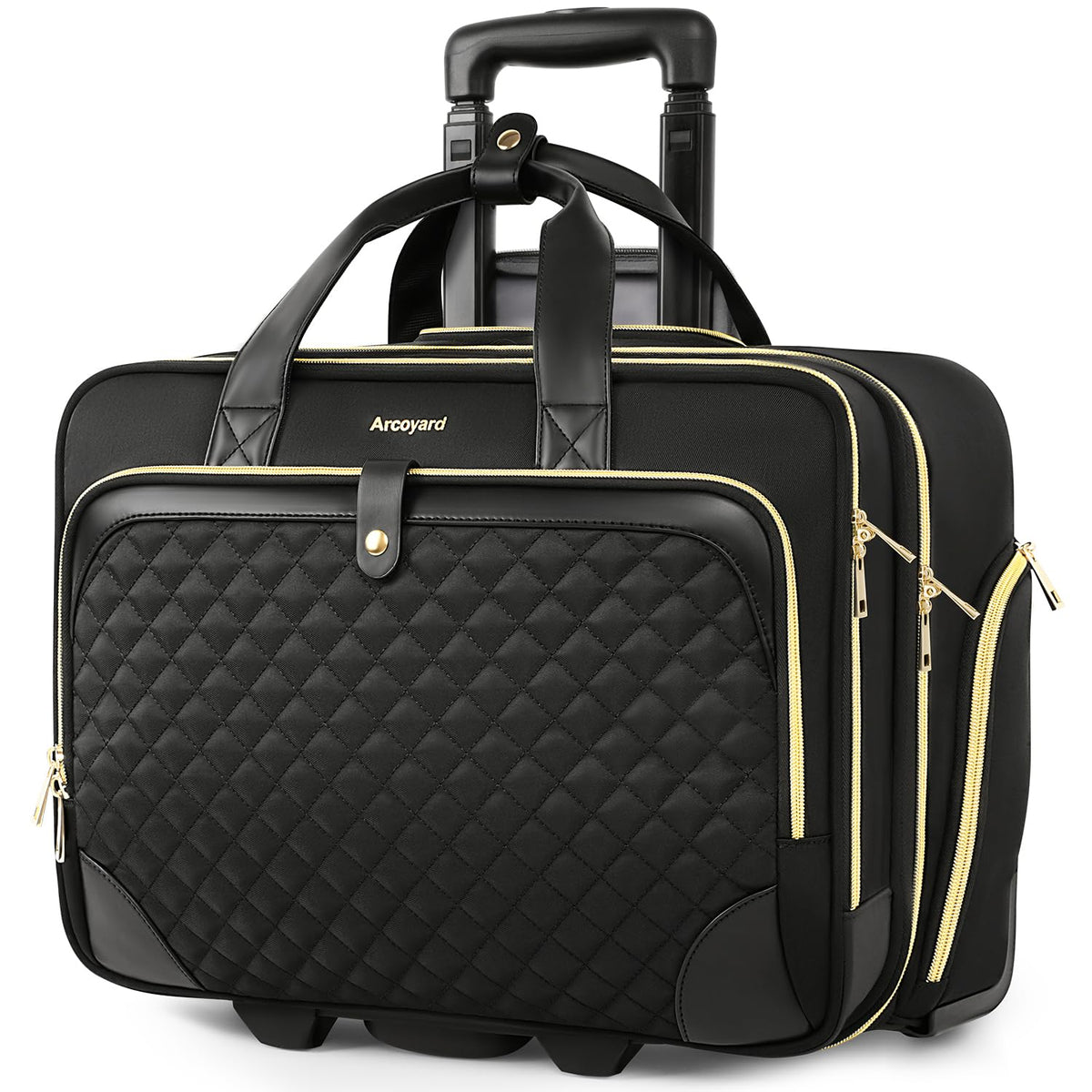 Rolling Laptop Bag with Wheels, 17 Inch Waterproof Black B474496