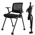2 Pack Black Mesh Folding Office Chairs with Wheels U716