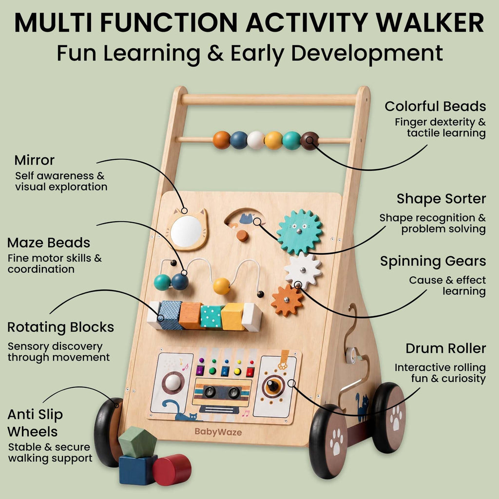 Wooden Baby Walker with Wheels W9232