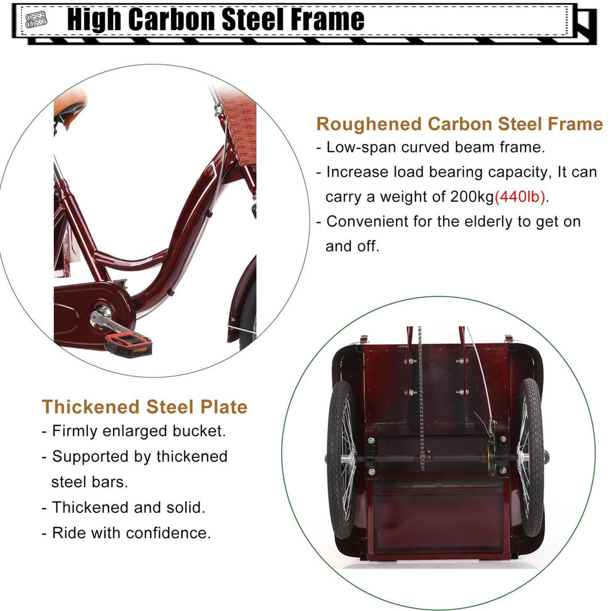 20 Inch 3-Wheel Electric Tricycle with Front Basket & Cargo Carrier W606589