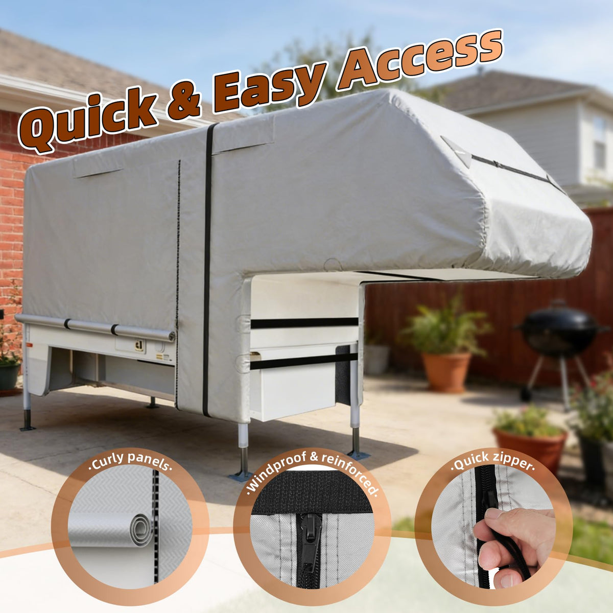 10-12ft Truck Camper Cover 300D Oxford S506