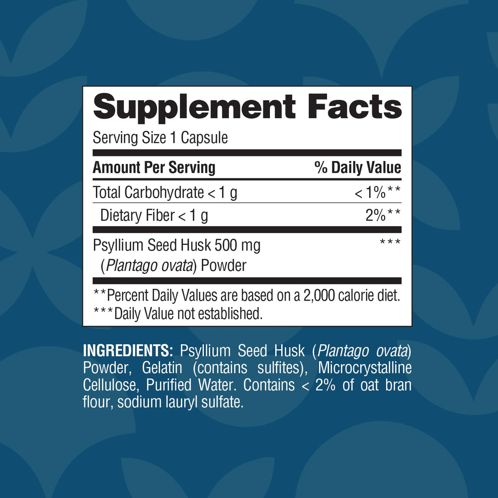 Psyllium Husk 500 mg Capsules 200 Count L260