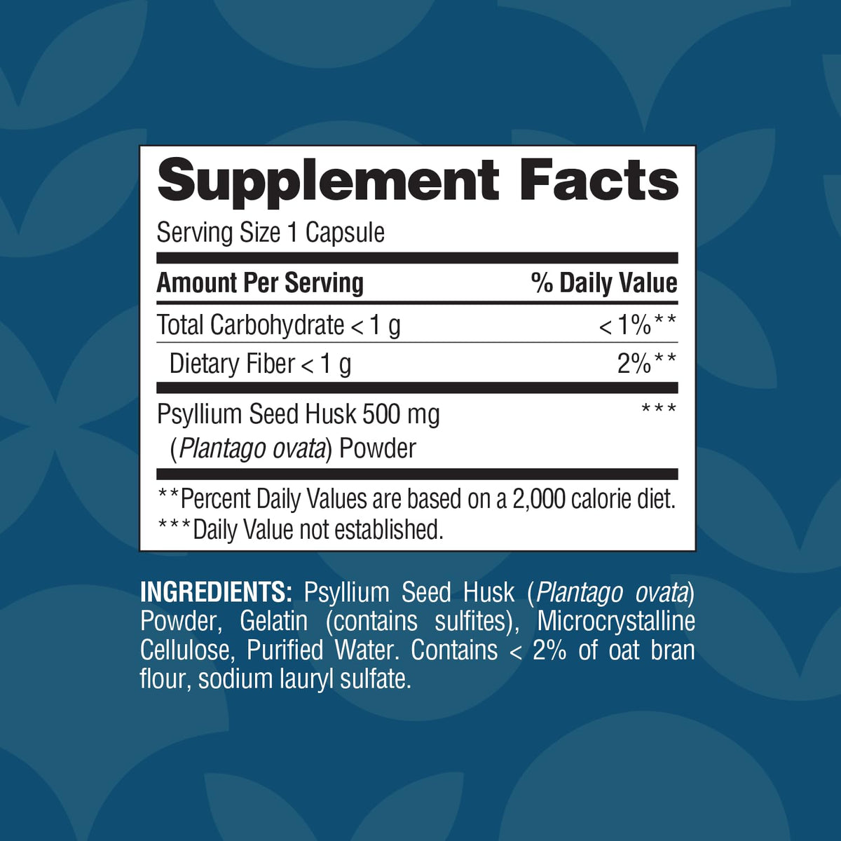 Psyllium Husk 500 mg Capsules 200 Count L260