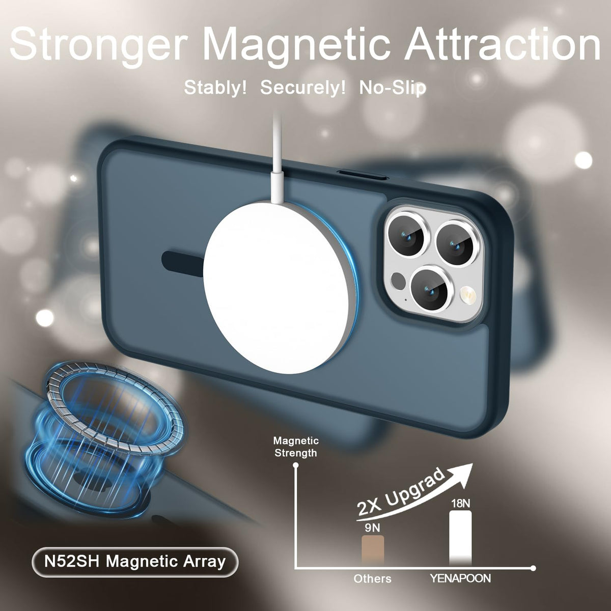 Matte Magnetic Navy Blue Phone Case L12916