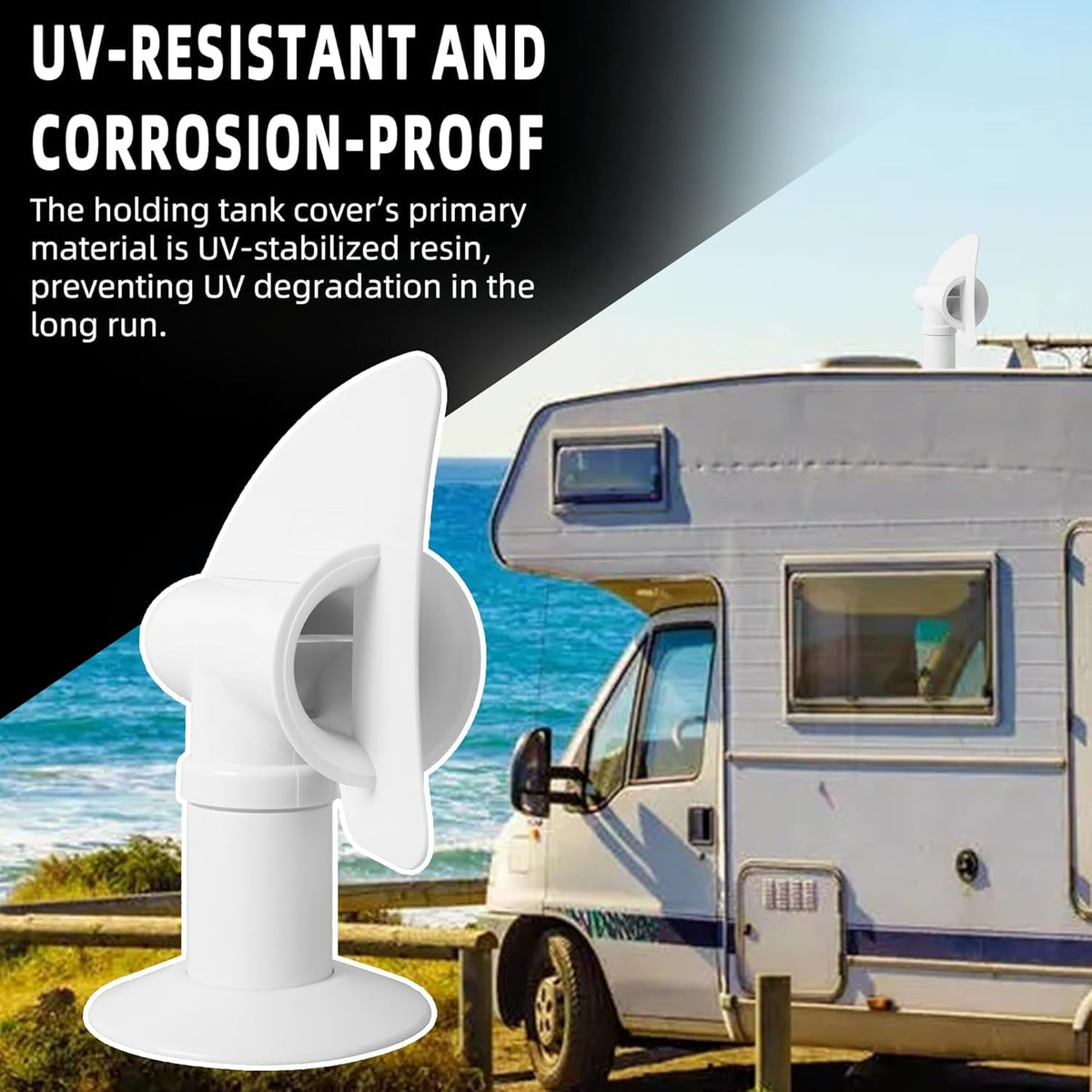 White RV Rotating Sewer Plumbing Vent Cover X86821