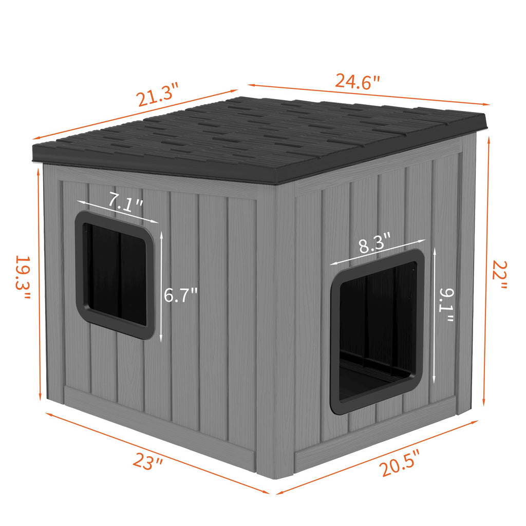 Weatherproof PP Plastic Dog House with Sloped Roof I58122