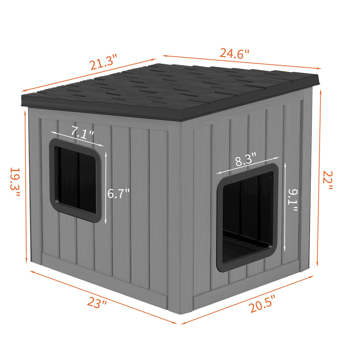 Weatherproof PP Plastic Dog House with Sloped Roof I58122