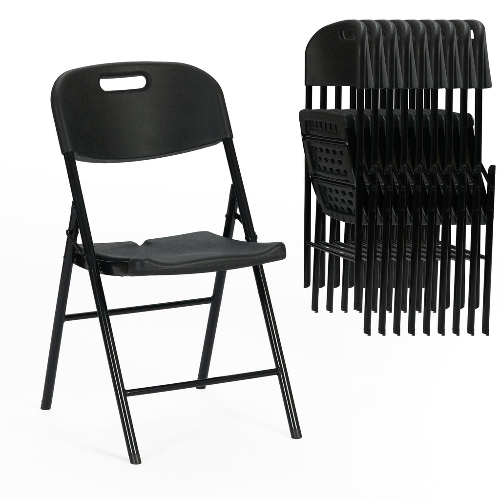 Black Plastic Folding Chair Set of 10 A141