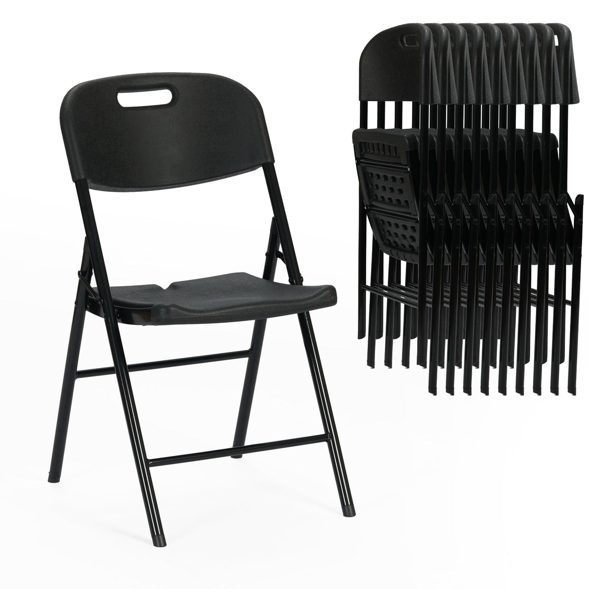 Black Plastic Folding Chair Set of 10 A141