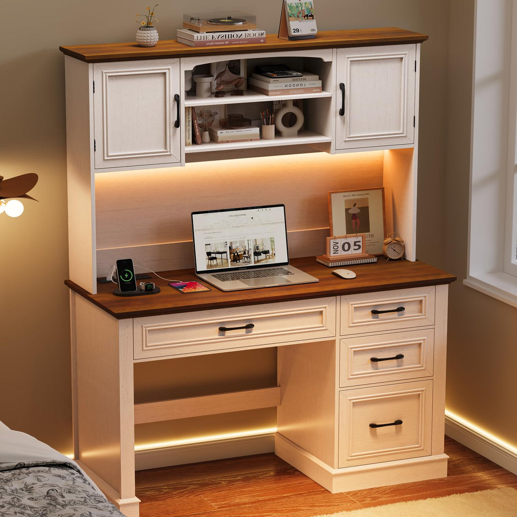 67" Executive Desk with Hutch and Charging Station K305
