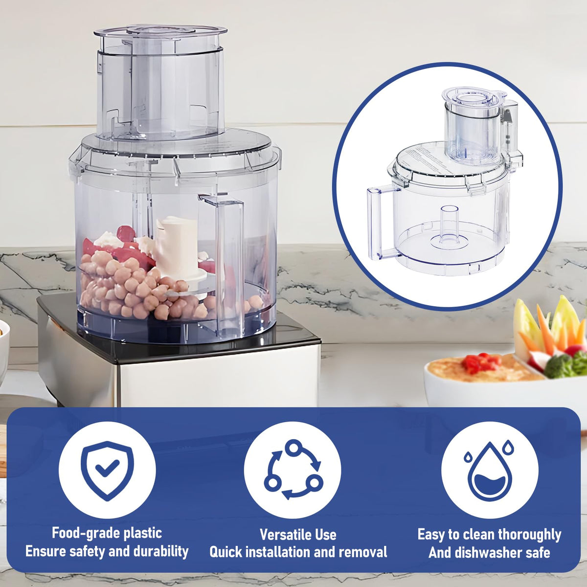 14-cup Food Processor Work Bowl Kit Replacement with Pusher G1794