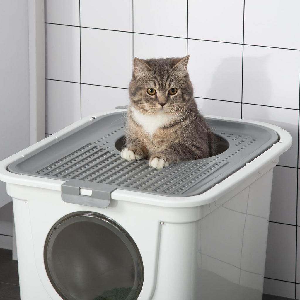 Covered Cat Litter Box with Scoop, White U45579