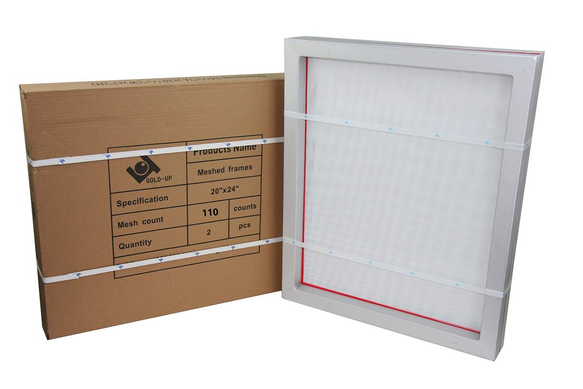 20 x 24 Inch Pre-Stretched Aluminum Silk Screen Printing Frames with 110 White Mesh 2 Pack U4281