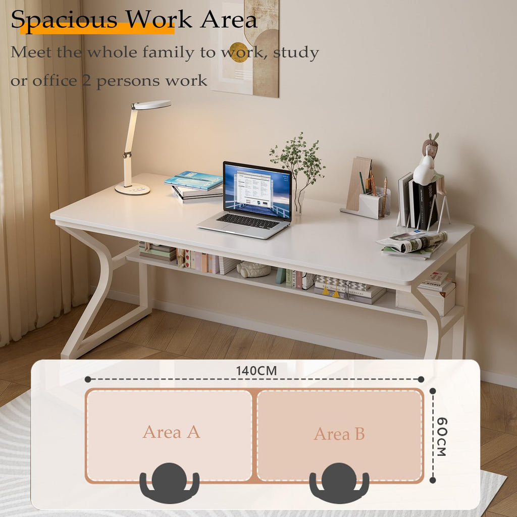 55-Inch Extra Long Desk with Storage Shelf V7351