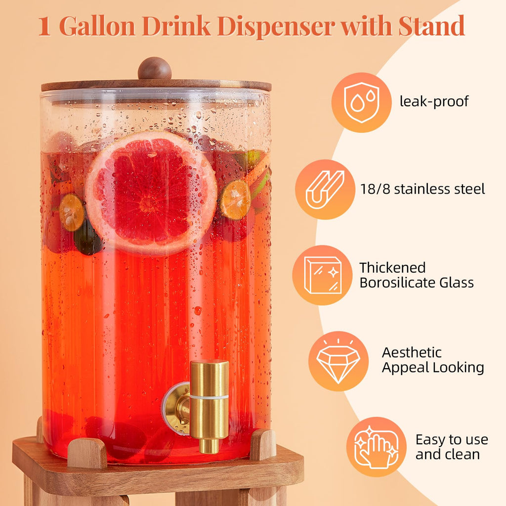 Glass Drink Dispenser with Stand U998