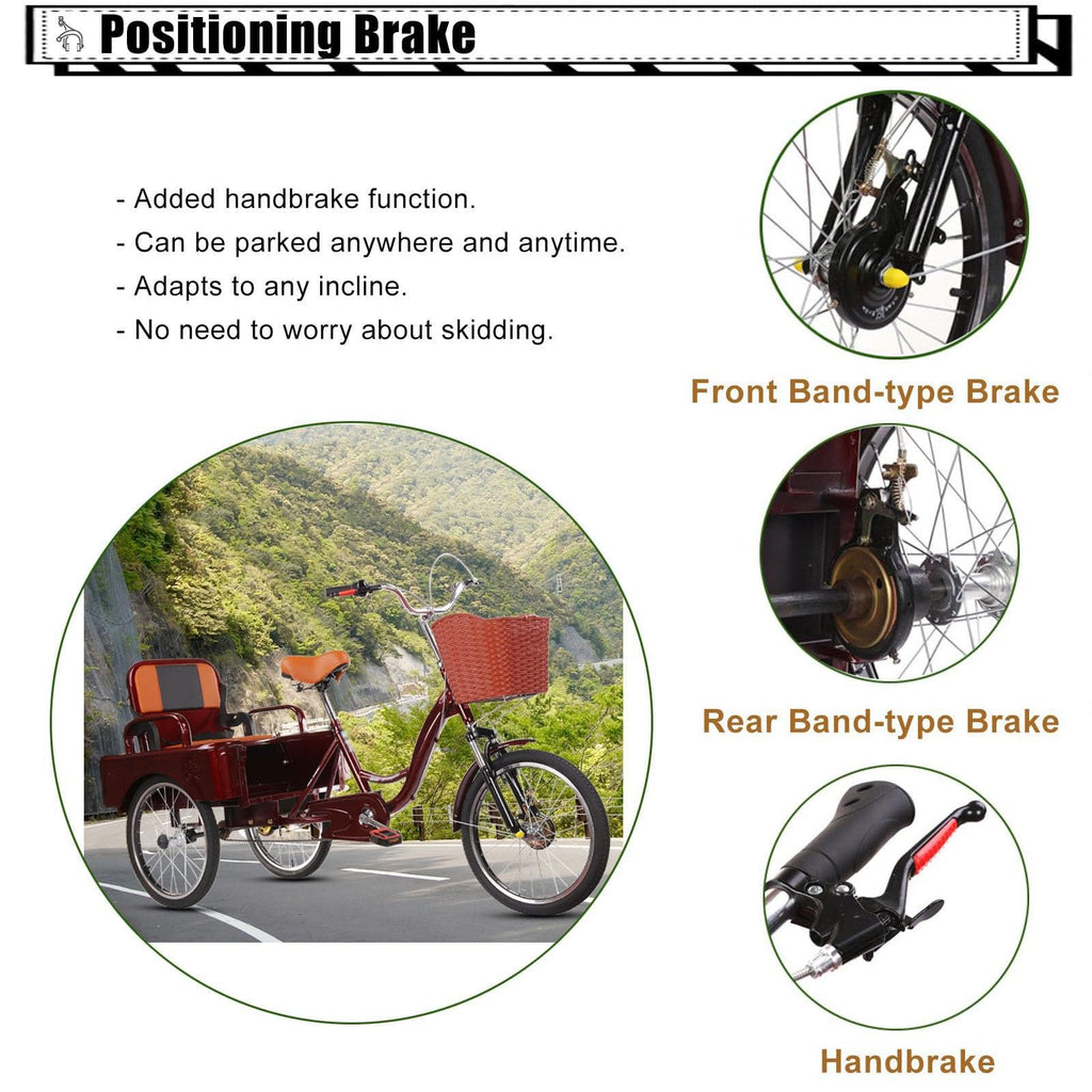 20 Inch 3-Wheel Electric Tricycle with Front Basket & Cargo Carrier W606589