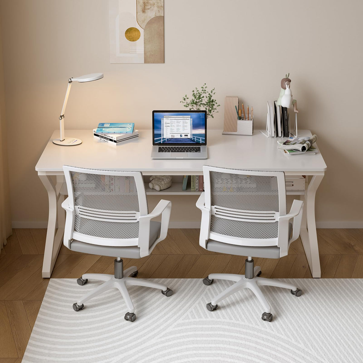 55-Inch Extra Long Desk with Storage Shelf V7351